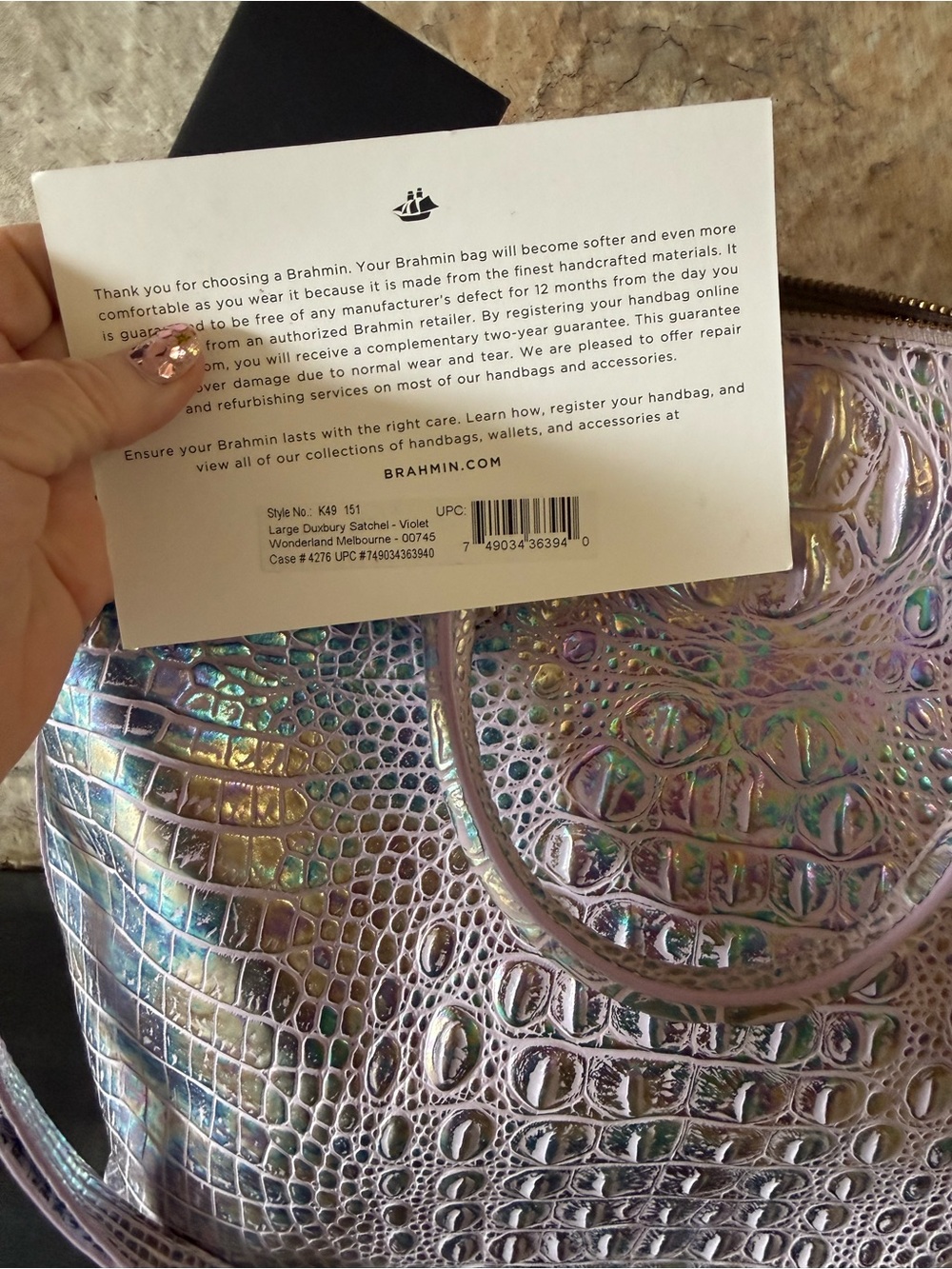 Brahmin Large Duxbury In Violet Wonderland - Picture 4 of 10